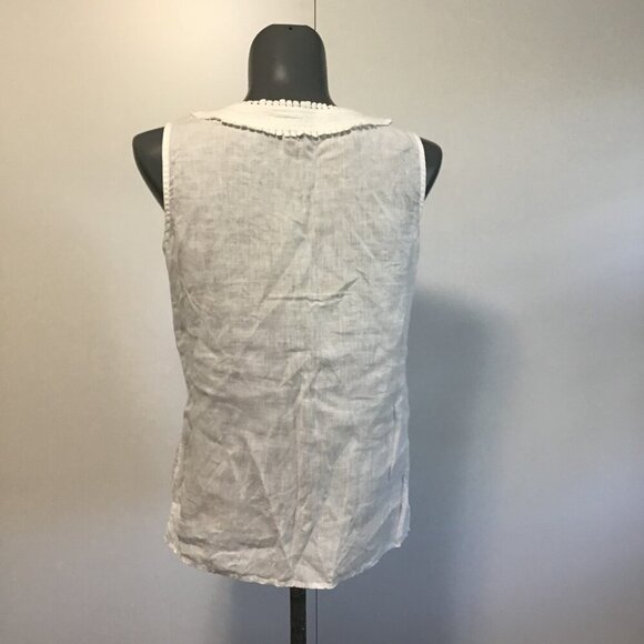 Talbots Petites White Linen Sleeveless Top Size S - Picture 5 of 12